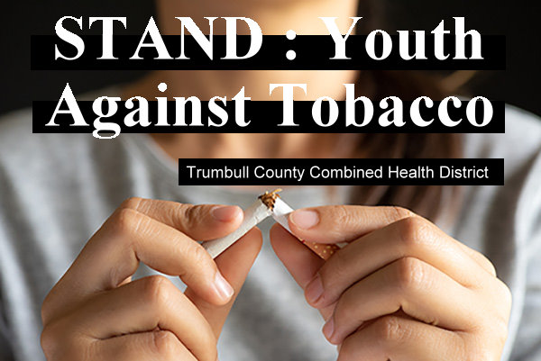 Stand: Youth Against Tobacco logo with girl breaking cigarette.